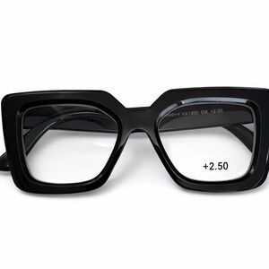 Vince Camuto Black Square Frame Reading Glasses +2.5